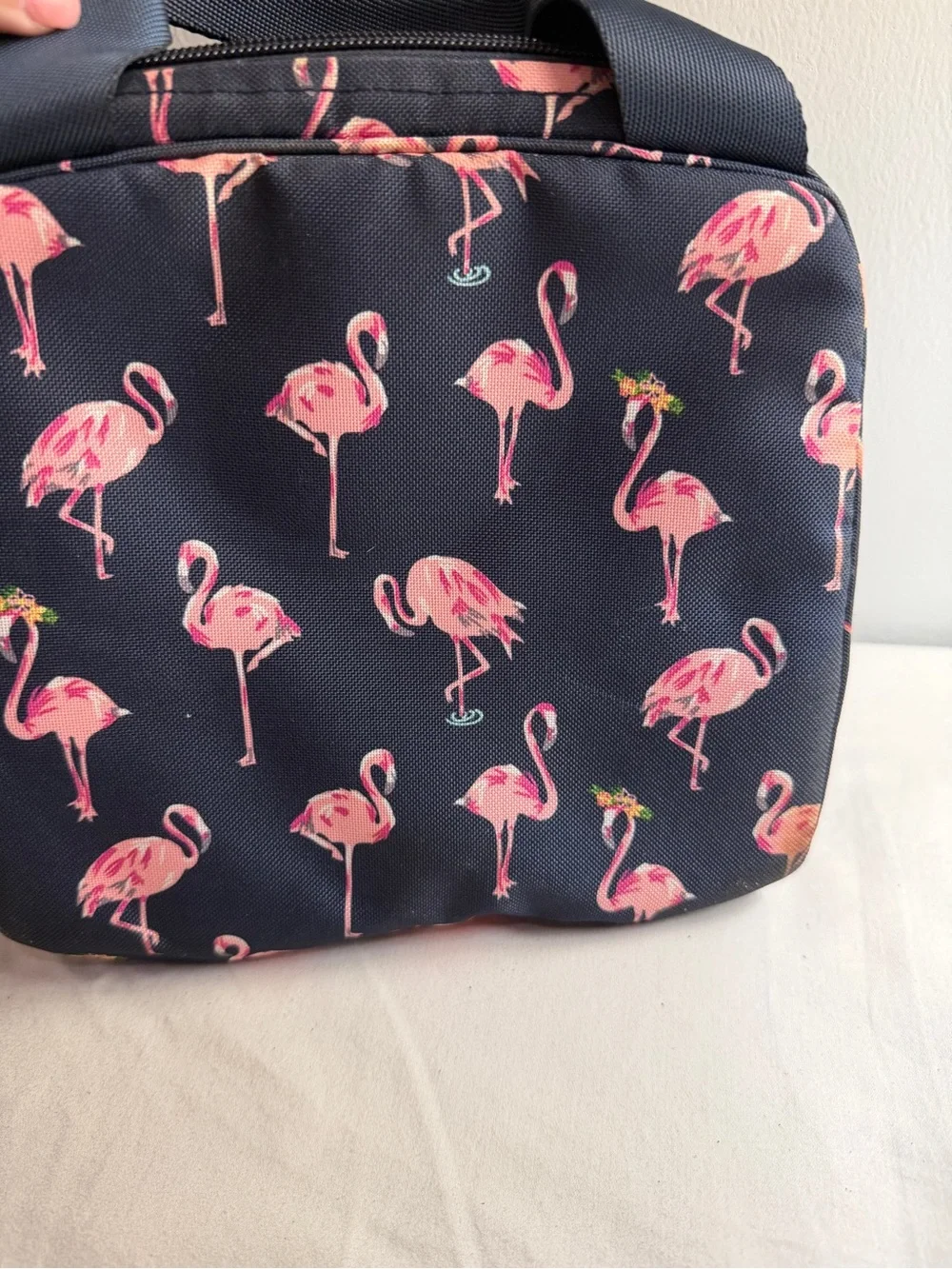 Vera Bradley Navy with Pink Flamingo Cosmetic Tote